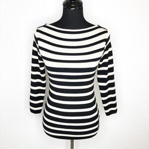 Tory Burch black and cream striped wool sweater size Extra Small